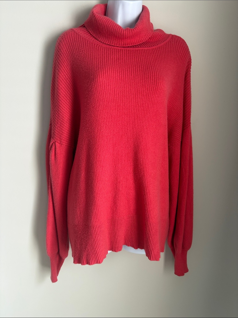 Mud Pie Coral Pink Ribbed Turtleneck Sweater